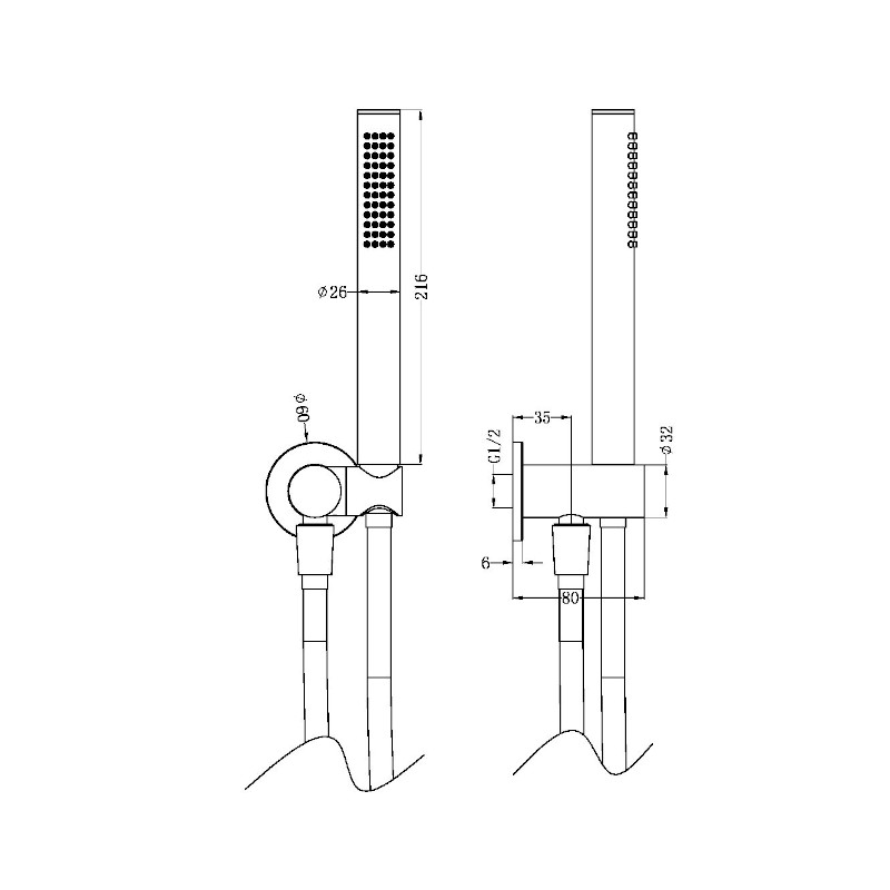 Nero Zen Shower On Bracket With PVC Shower Hose specs