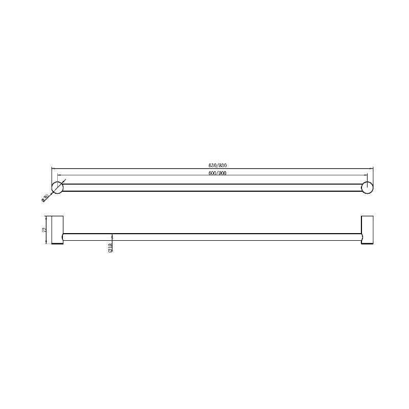 Nero Zen Single Towel Rail 800mm specs
